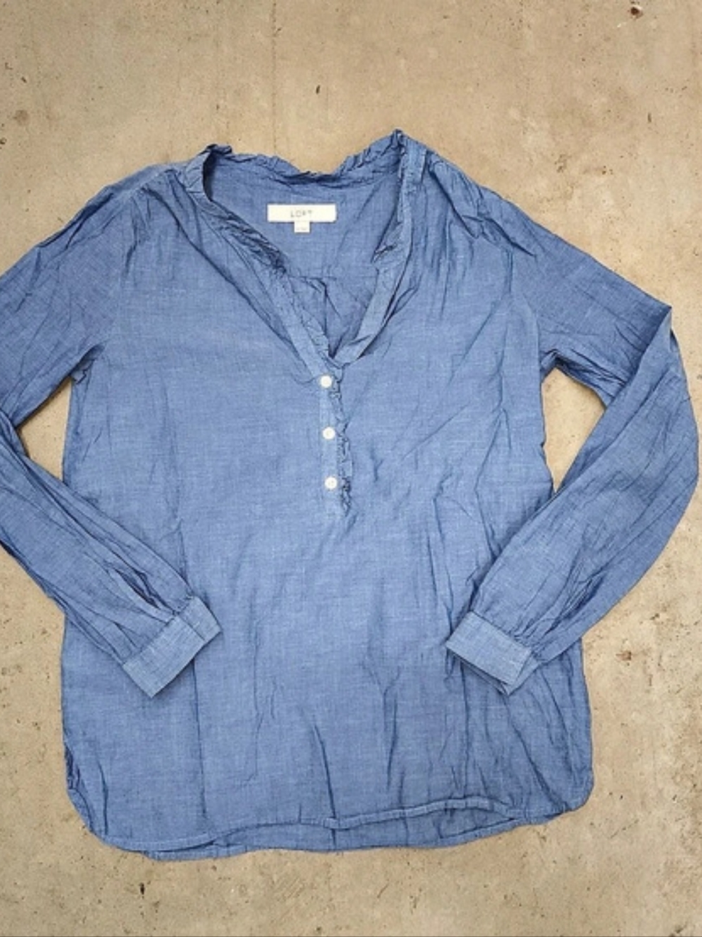 LOFT Long Sleeve Blouse in Blue Size XS Like New